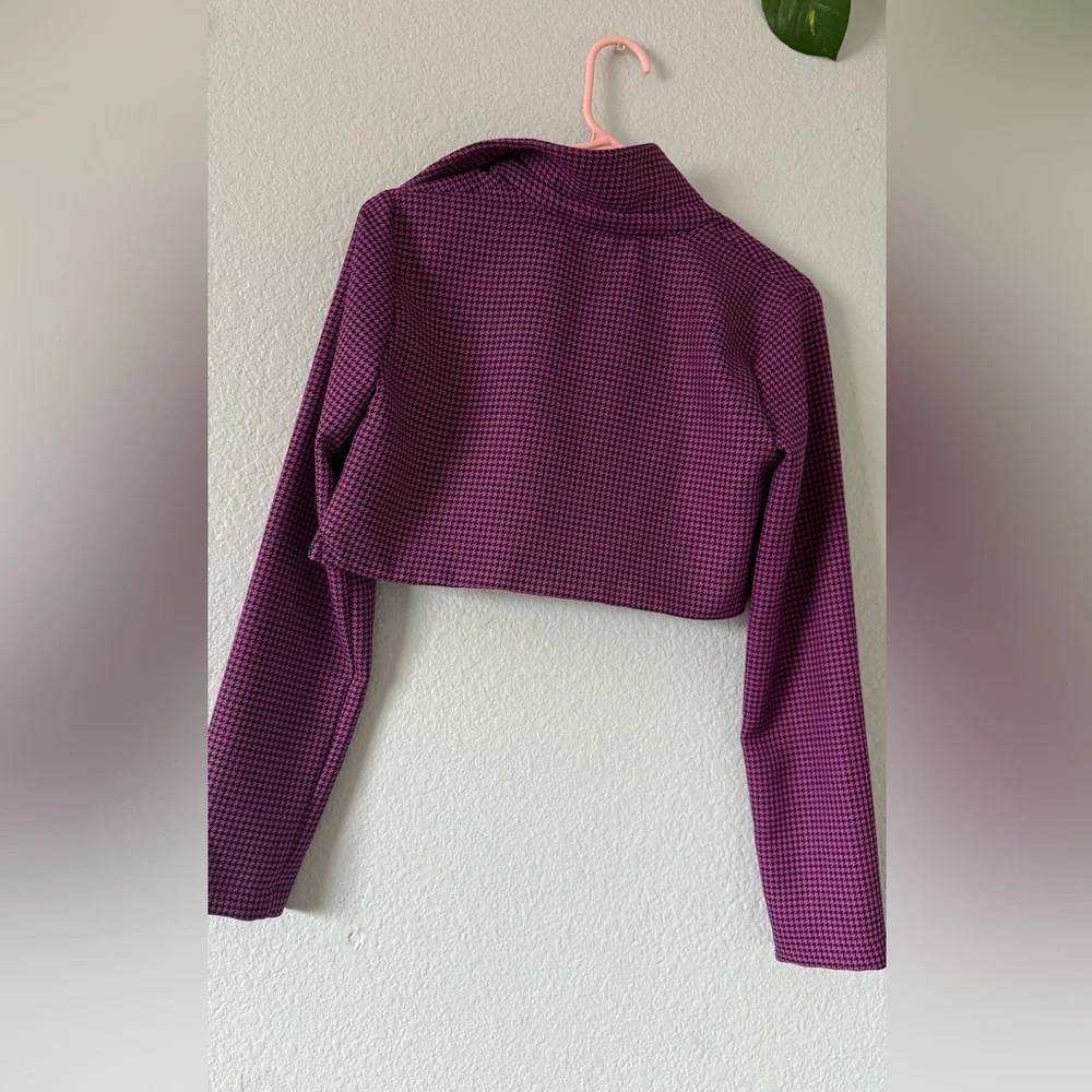 Zara Pink and Black Houndstooth Blazer - Picture 2 of 5